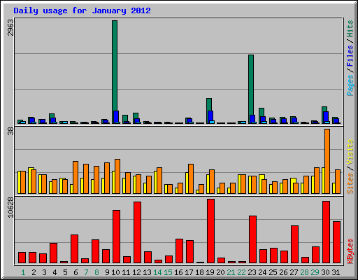 Daily usage for January 2012