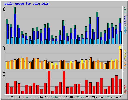 Daily usage for July 2013