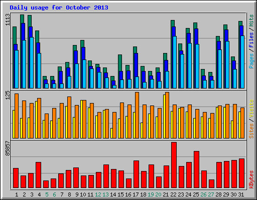 Daily usage for October 2013