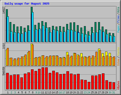 Daily usage for August 2025