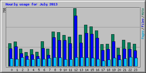 Hourly usage for July 2013